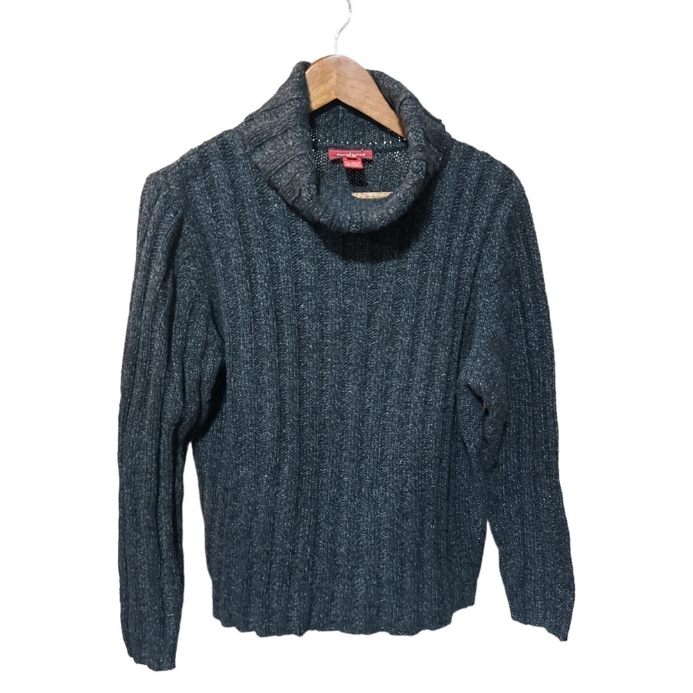 EUC - Sundance Turtleneck Sweater - silk blend - size Large - charcoal gray